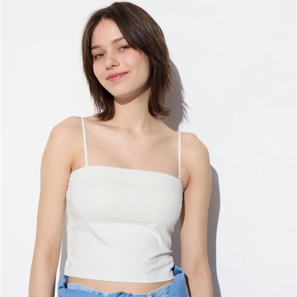 White Uniqlo Airism cropped bra tube tank top
